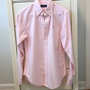 Ralph Lauren Pink and White Striped Shirt XS